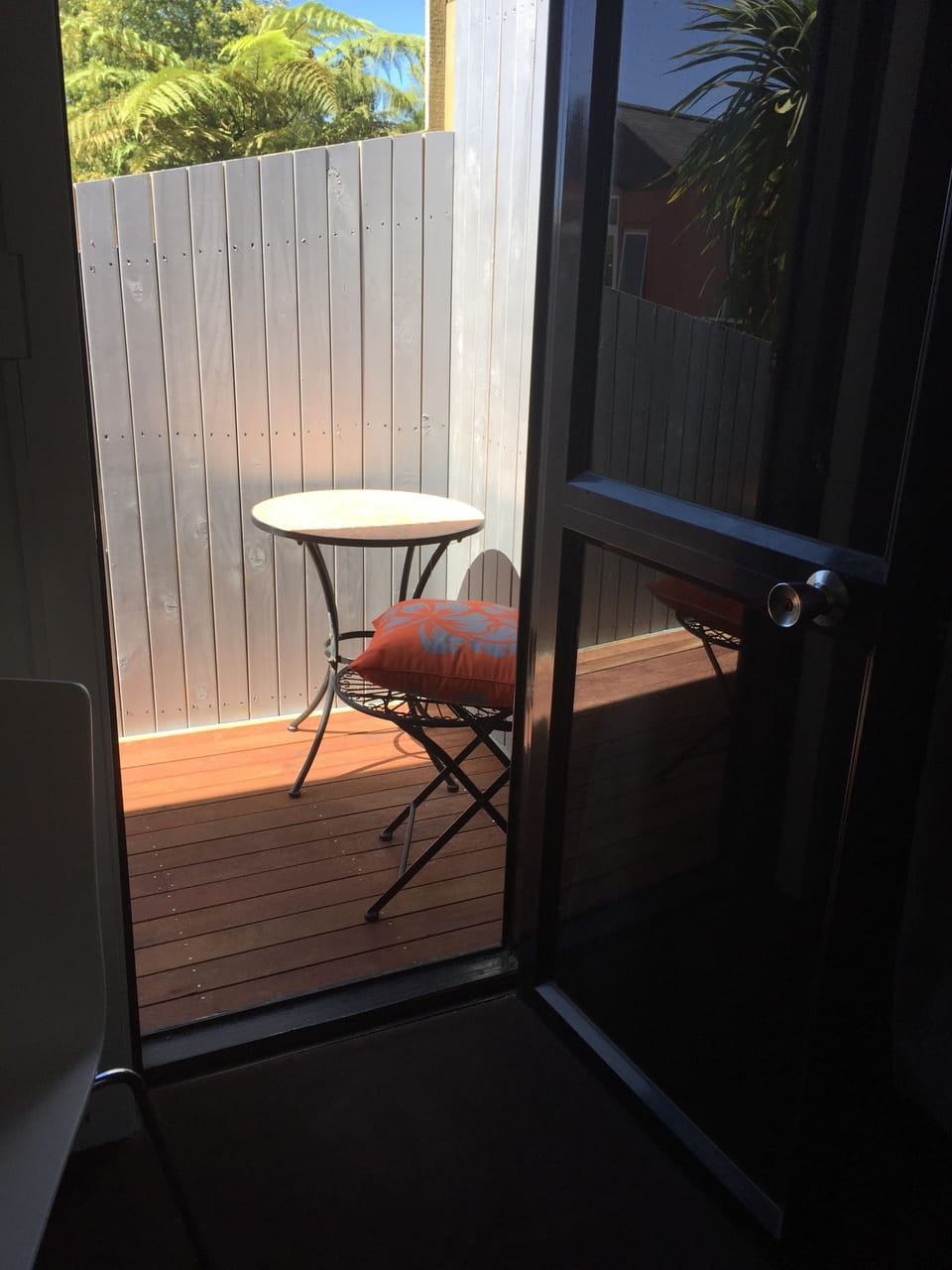 BDM 2. Door onto morning sun deck
