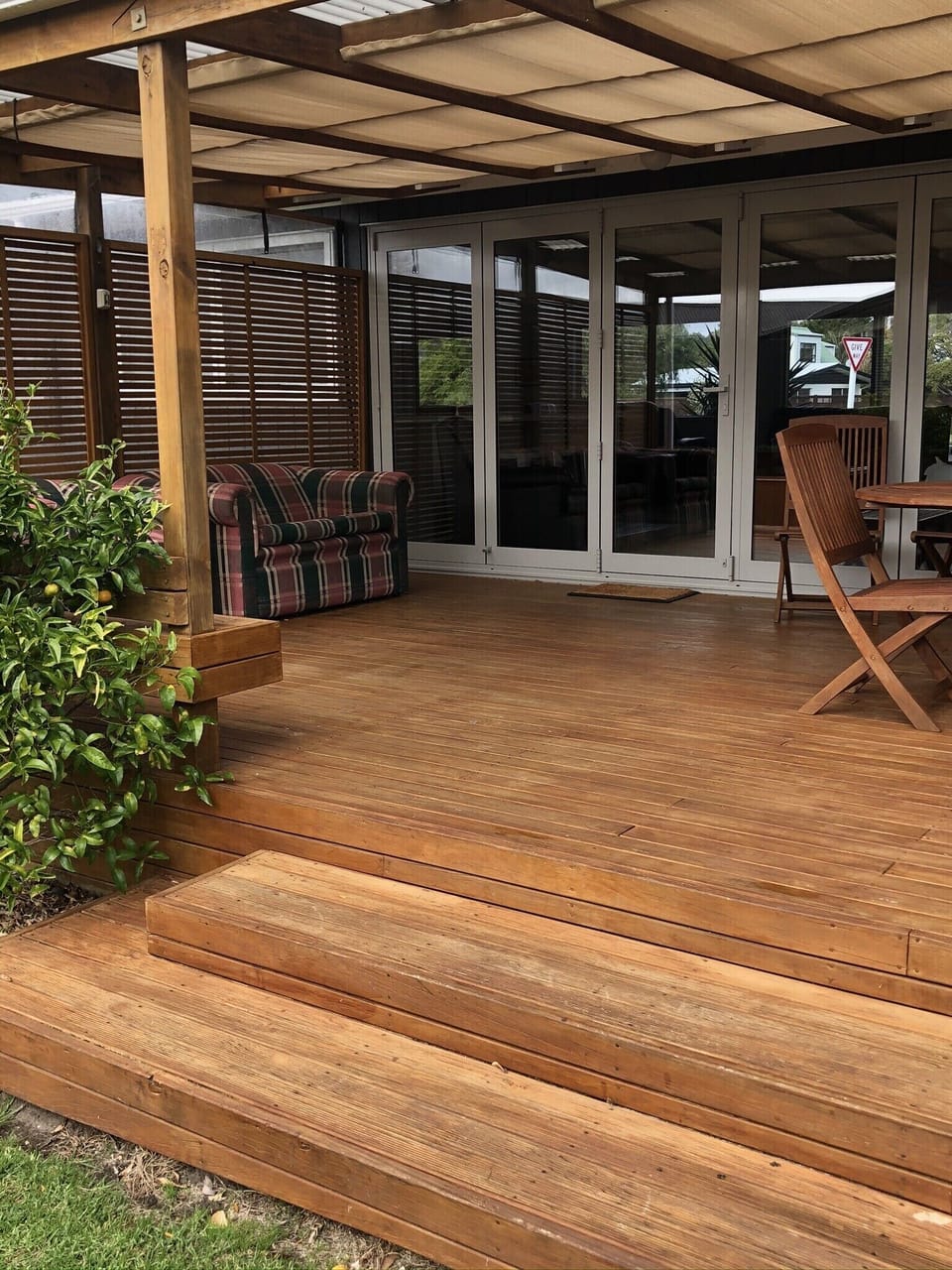 Back Deck with Bi Fold doors opening off the Living Area.