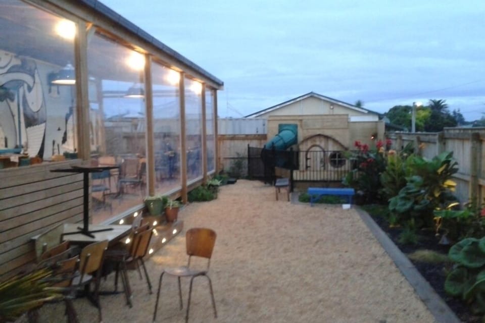 The local cafe on a balmy autumnal evening.