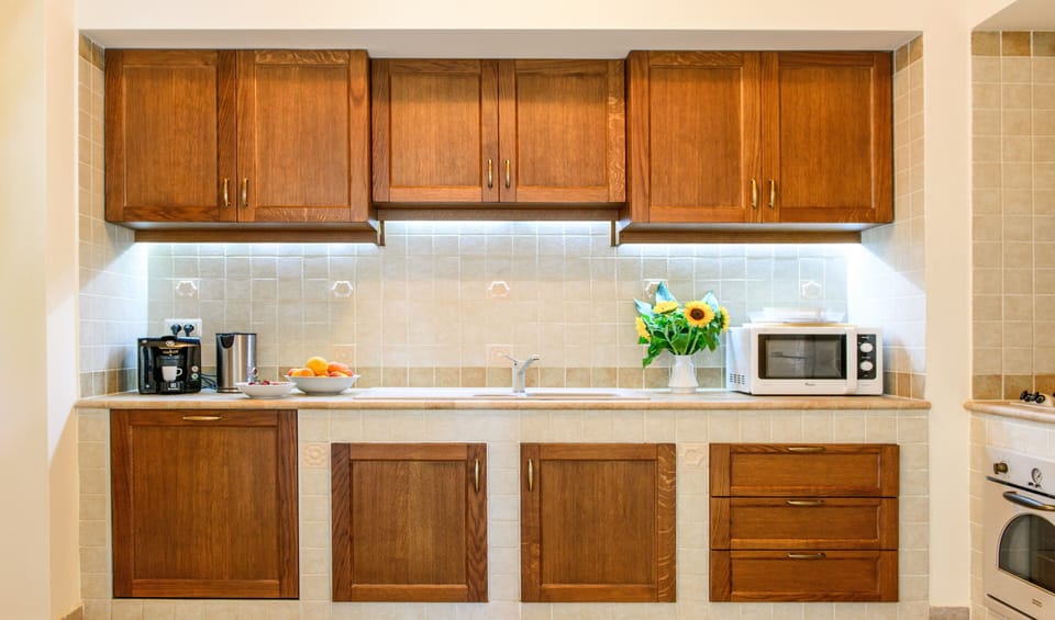 Kitchen with full range of equipment including coffee maker