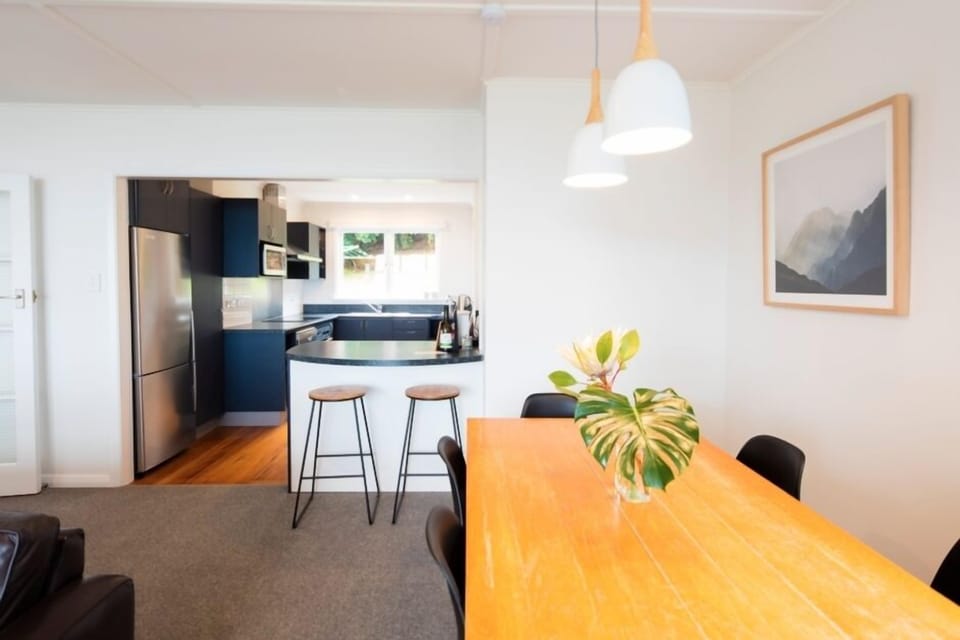Dining table and kitchen