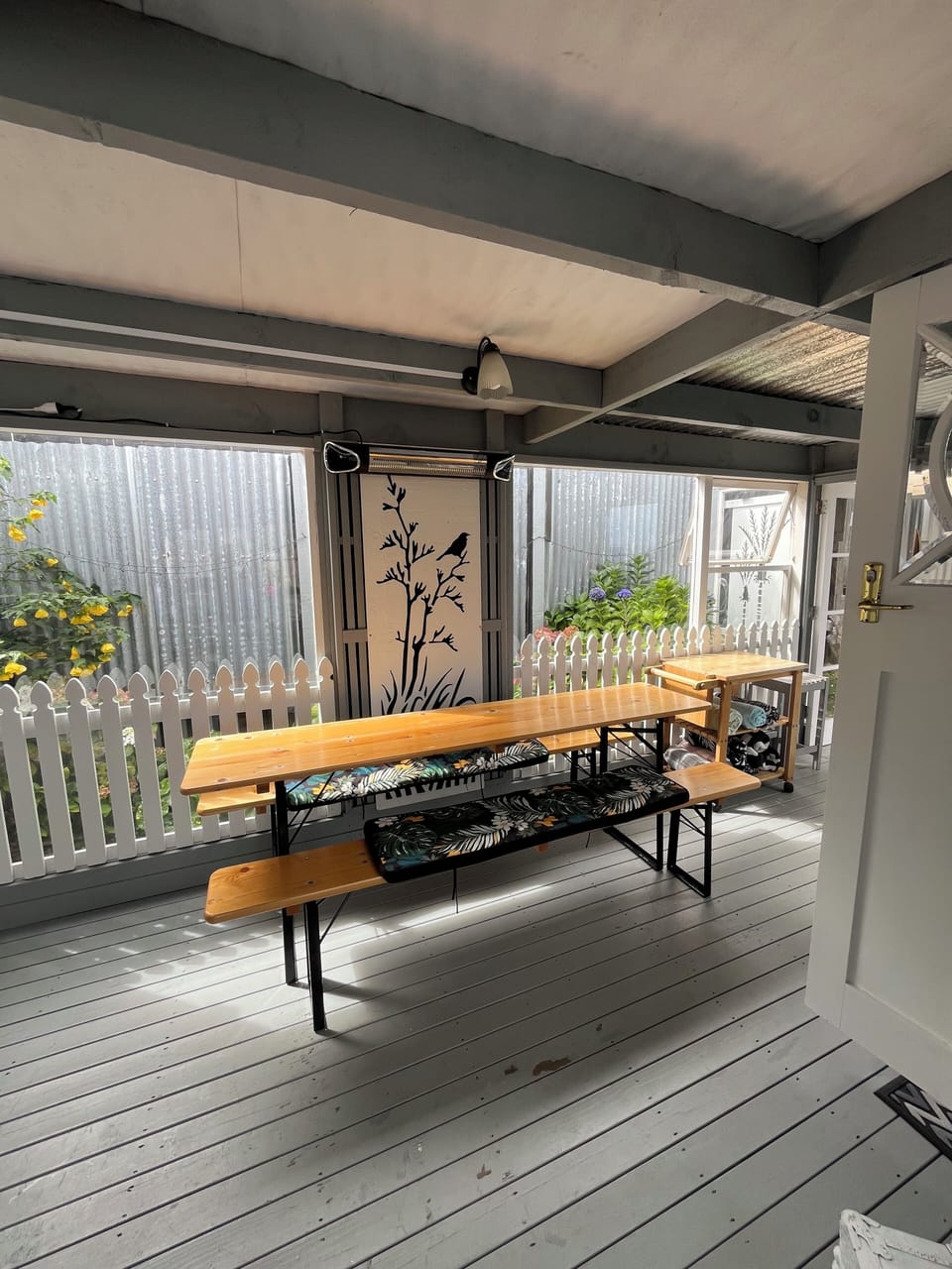 external garden with night lights