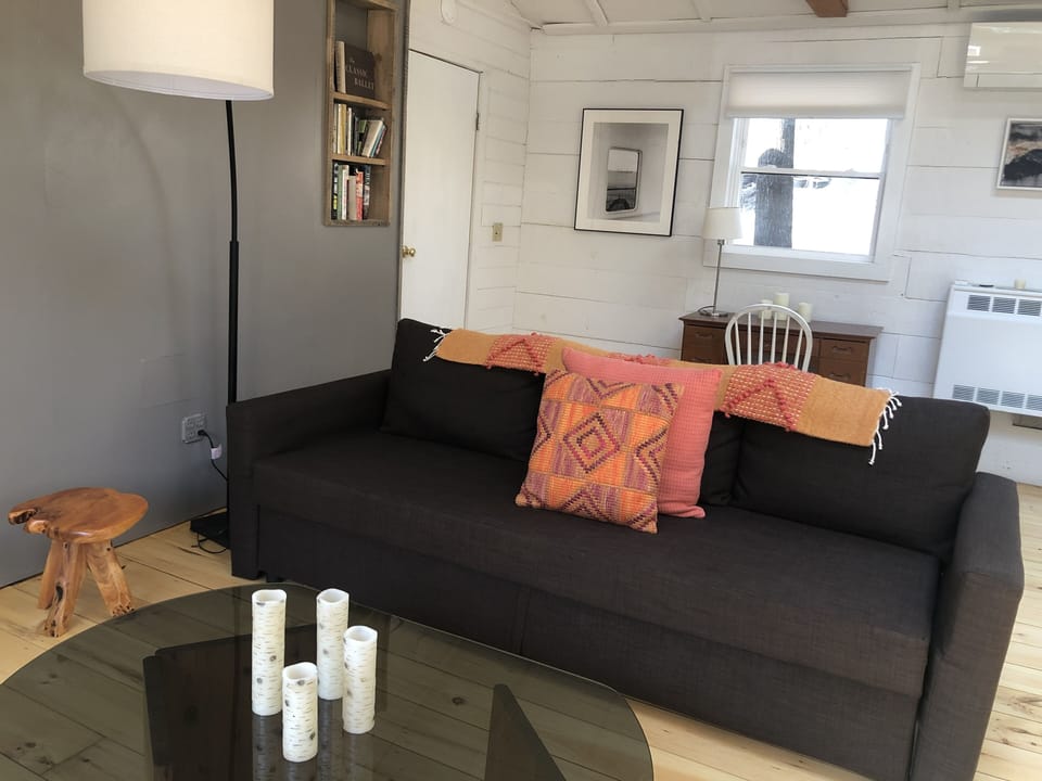 Fold out couch bed, 3 beds in total.