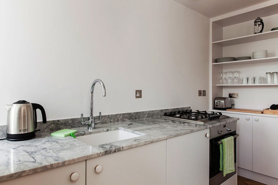 The kitchen counter top is made of Brazilian quartzite...