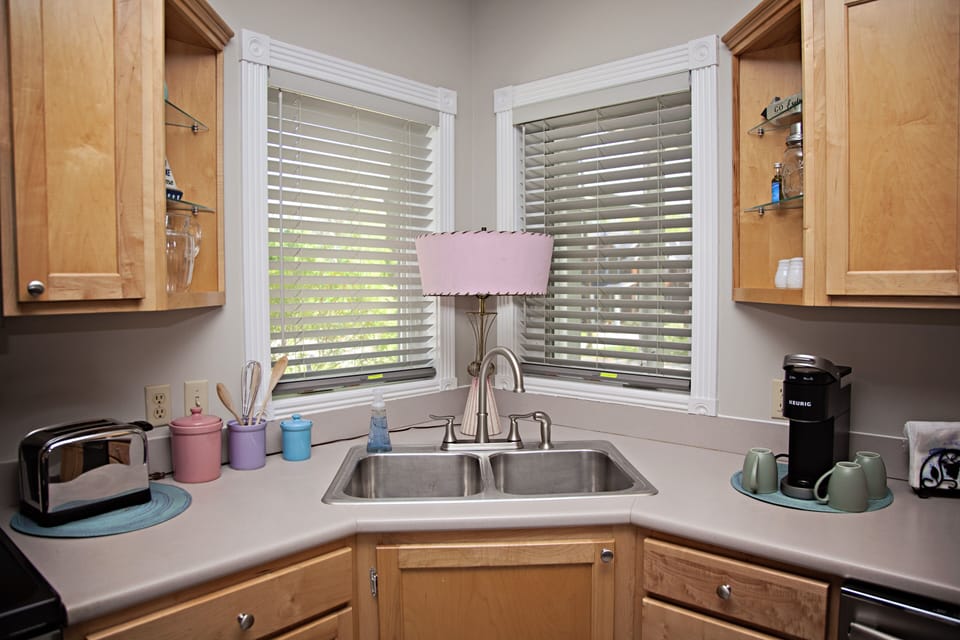 Kitchen sink with outdoor view