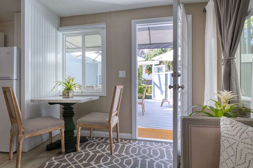 Another world awaits on the enclosed patio.