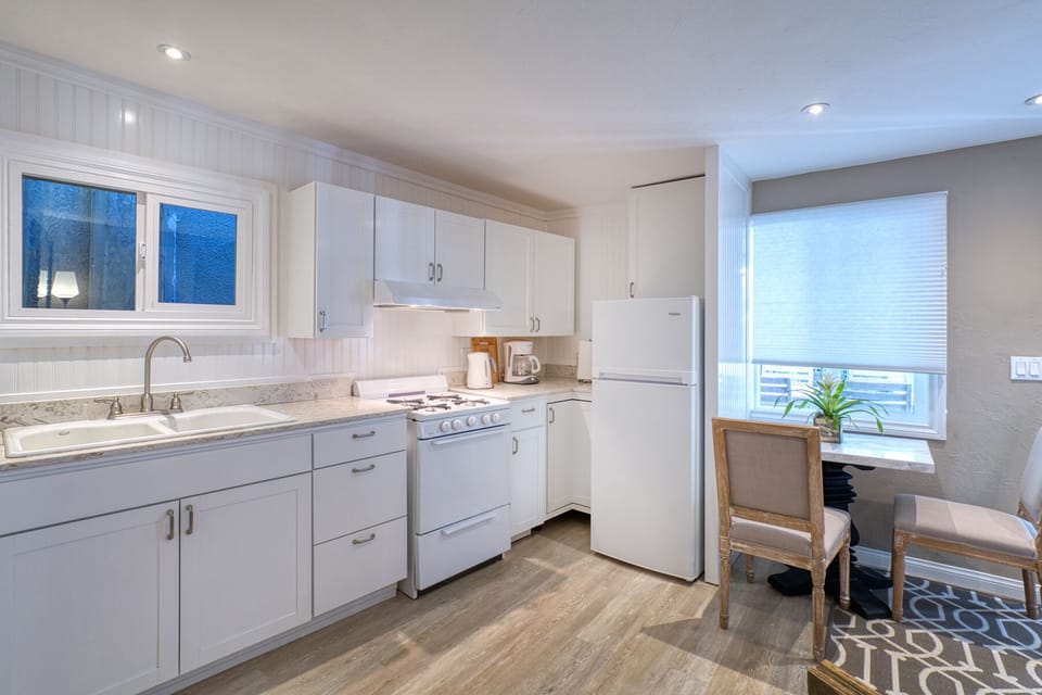 Fully functional kitchen for cooking, baking.