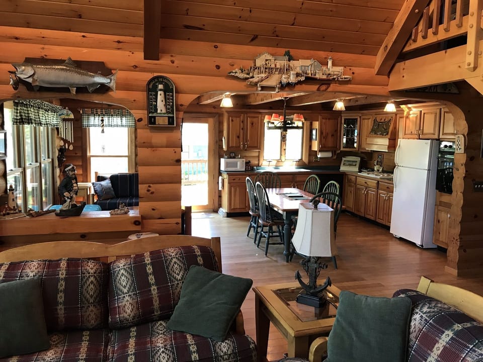 View of kitchen from living room. 