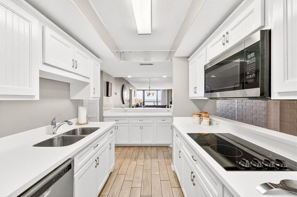 Updated kitchen with stainless-steel appliances