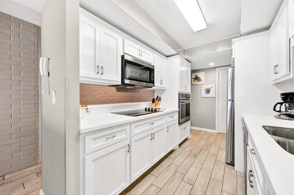 Updated kitchen with stainless-steel appliances