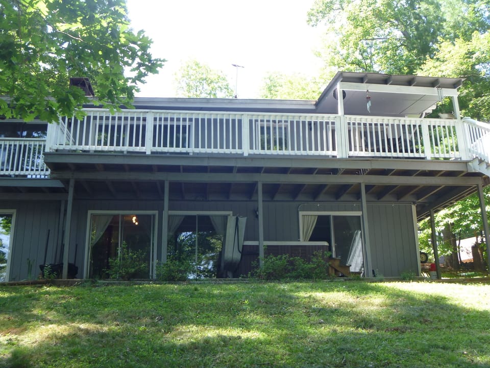 Lakeside view of house