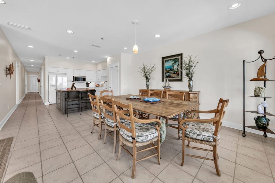 The large dining table is great for meals or game night!