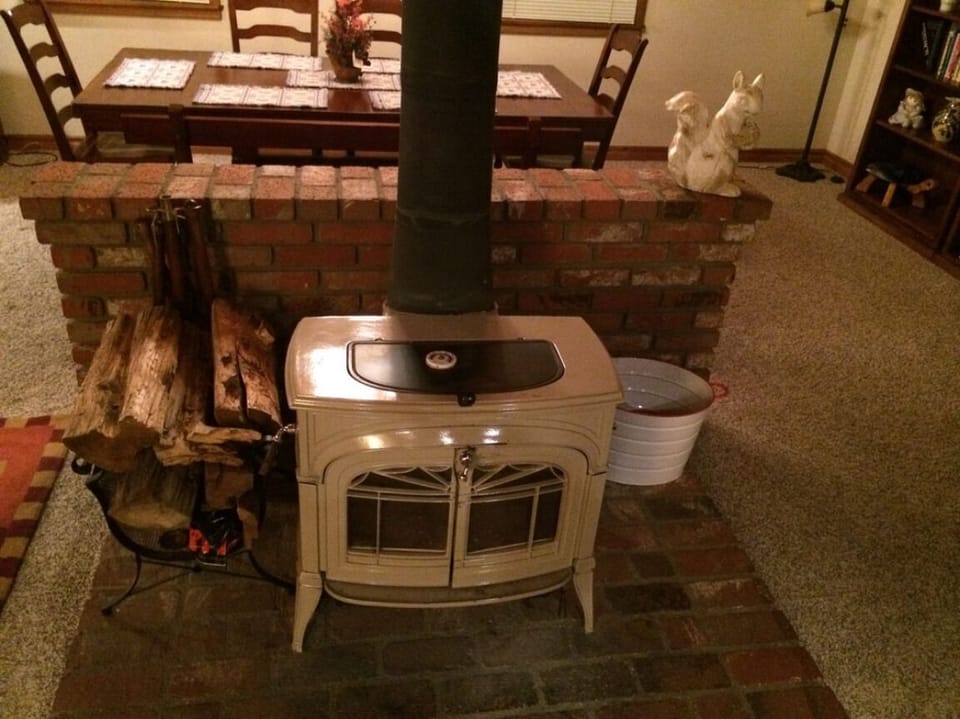 Living Room and Dining Room woodburning stove/fireplace