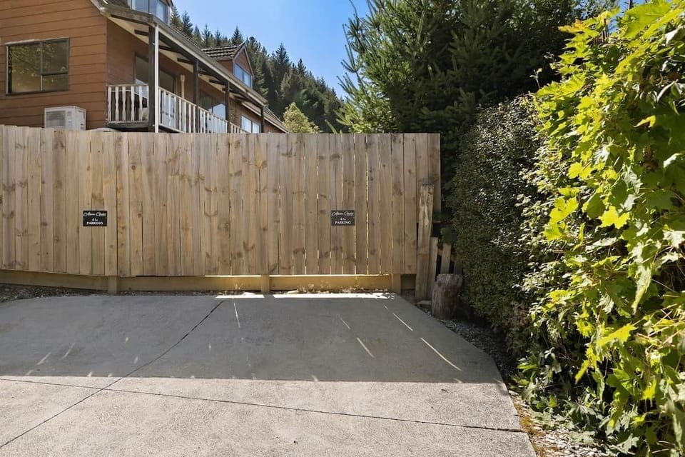 Private fenced carpark at Walk to Town 41B Alpine Chalet Lomond Crescent Queenstown
