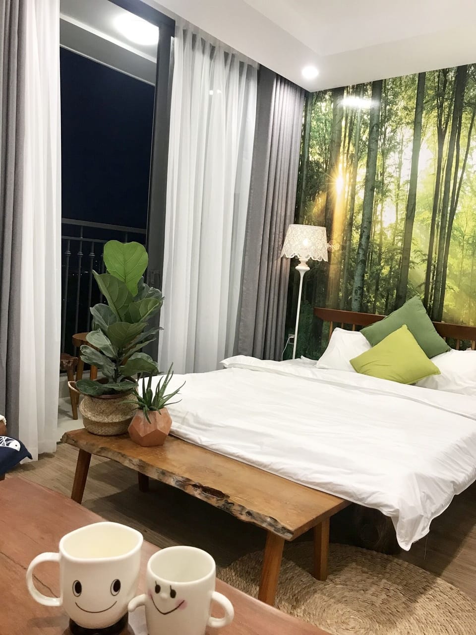 Bed room at night time