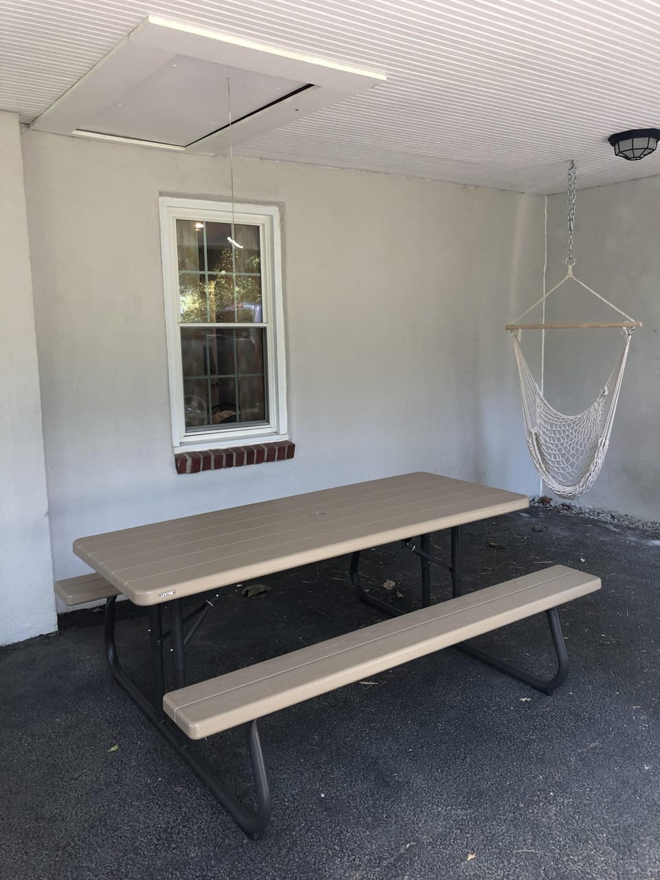 Picnic table and hammock chair swing