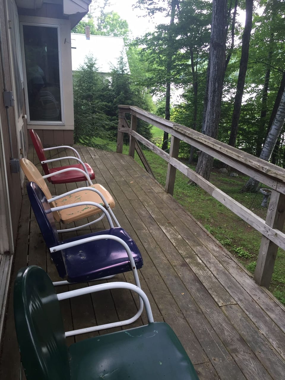 Deck with view of lake.