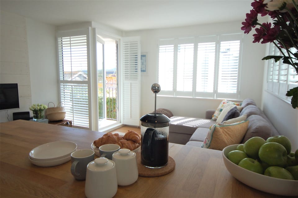 Living area and door onto balcony