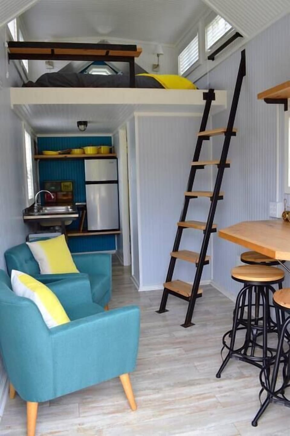 Custom built ladder to the loft