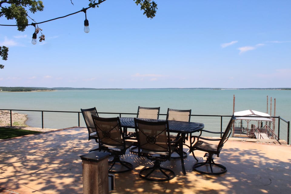 Concrete Patio and Turf by the water.  Your own private piece of Lake Bridgeport