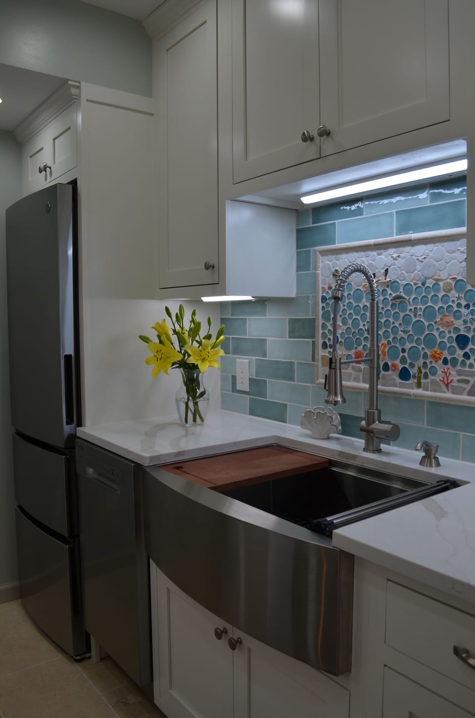 Fully renovated kitchen 2025 with more handmade mosaic panels by Rich
