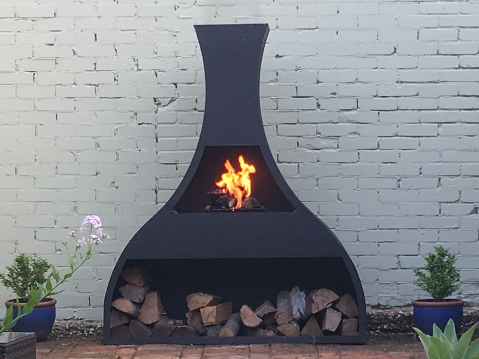 log burner in the garden