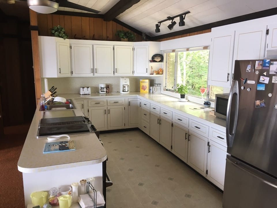 Large open concept kitchen, new Kitchen Aid dishwasher, Jenn Air stove