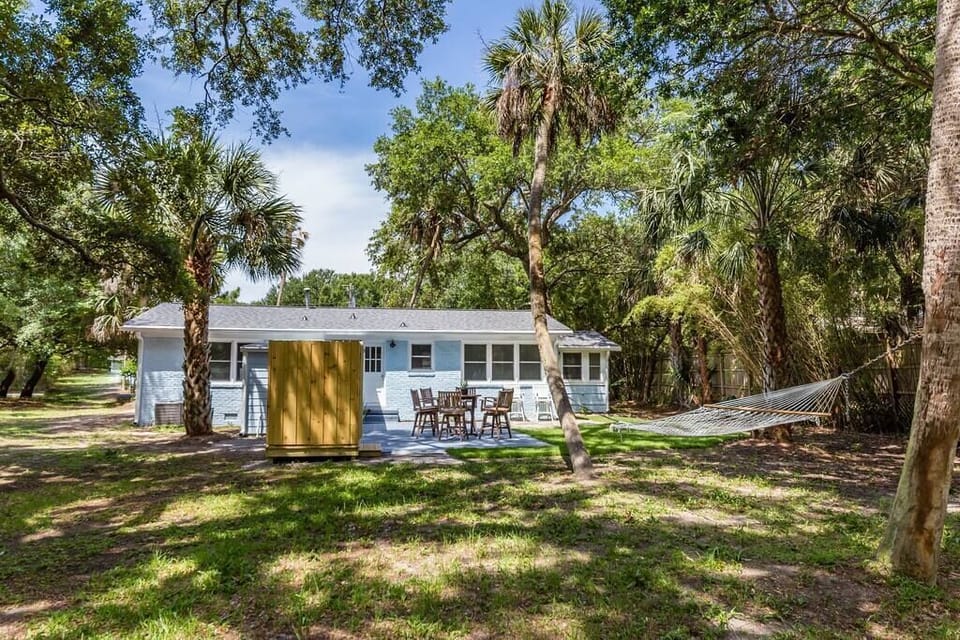 Enjoy relaxing in the hammock or taking a refreshing shower outdoors.