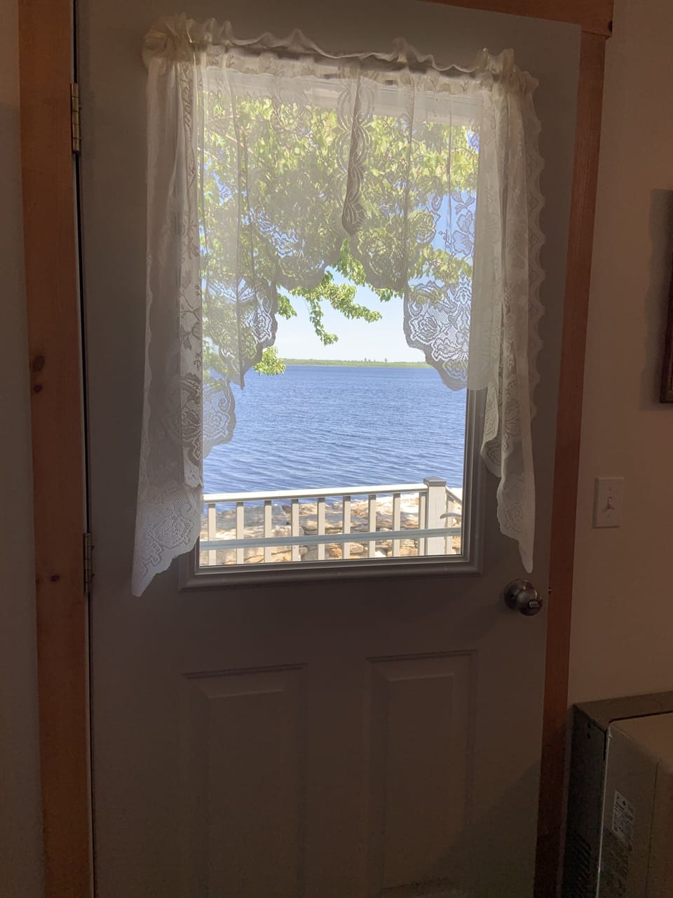 Lakeside door to the porch and into the kitchen