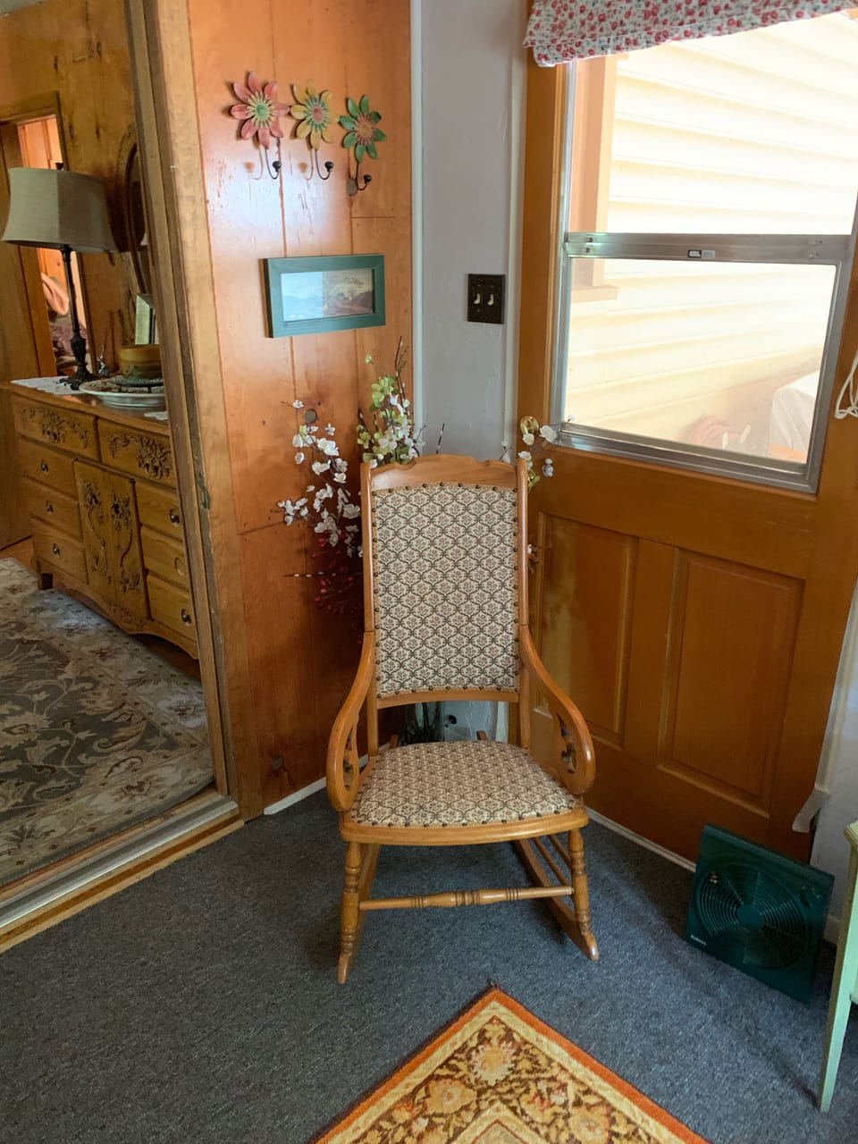 A portion of the TV and Queen bedroom 