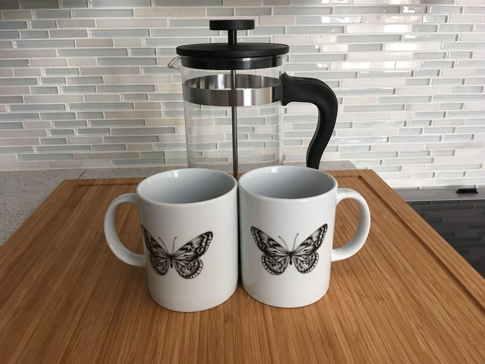 Coffee press.  There is also a regular coffee machine.