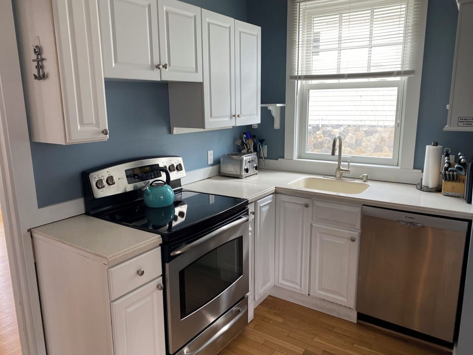 Efficient, fully stocked kitchen