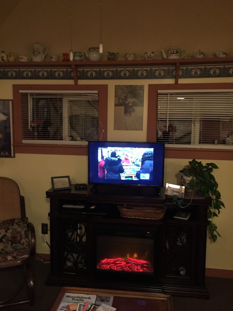 Cable TV and electric fireplace