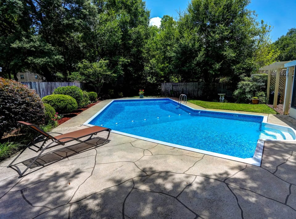 Saltwater vinyl liner pool.  