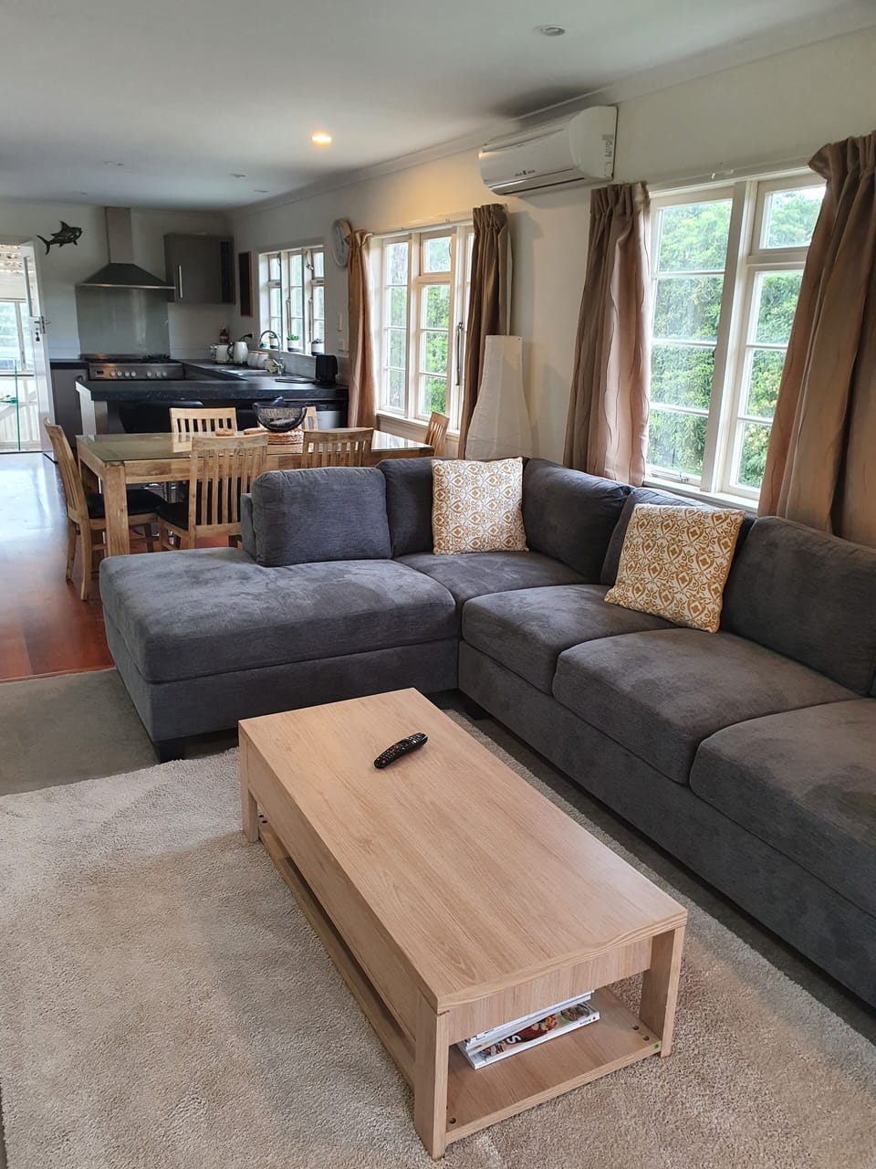 Lounge with large TV.  