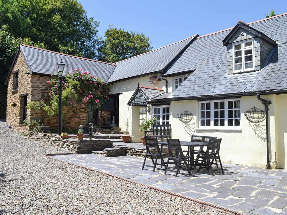 Exterior with outdoor seating area | Brambley Meadow - Middle Cowley Farm Cottages, Parracombe, near Ilfracombe