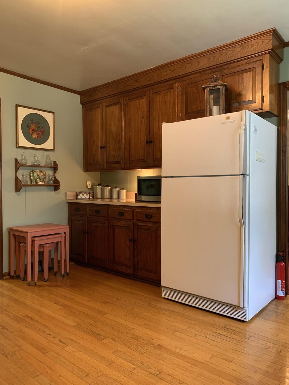 Refrigerator has ice maker.