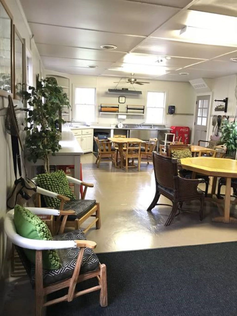 Lodge Kitchen: microwave, fridge, and coffee makers - a common area.