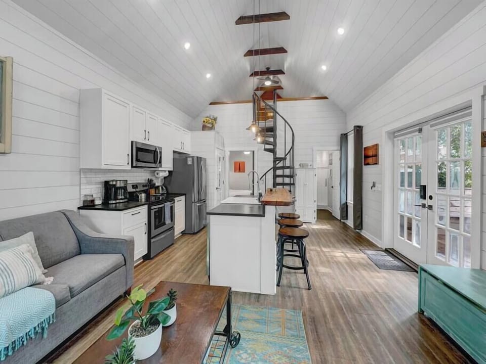Living area and Full Kitchen. 
