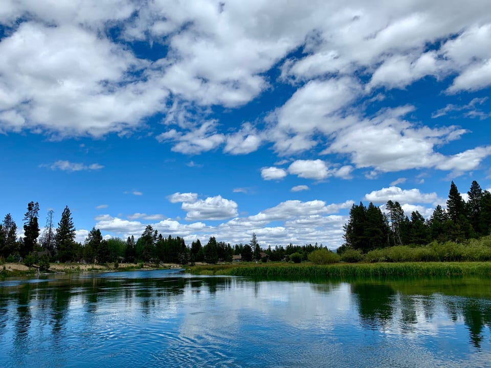 The view from our Deschutes River dock - a 1-2-minute walk from our front door