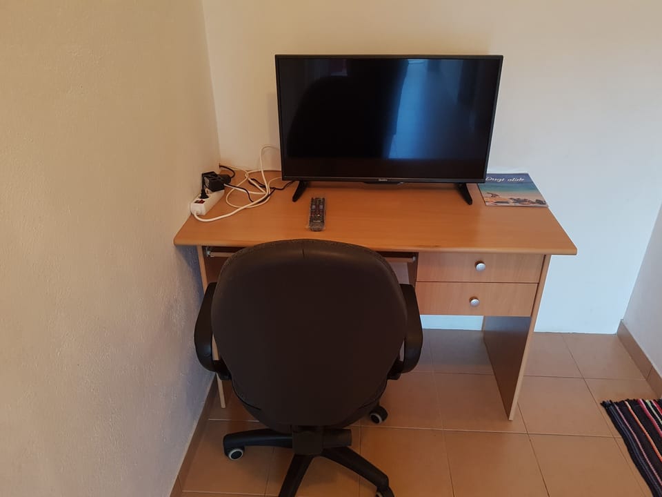 workdesk with a TV & comfortable chair
