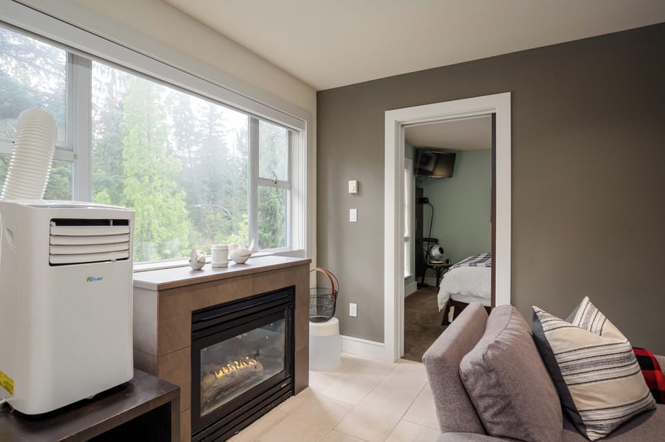 The temperature controller is on the wall for the gas fireplace. 
