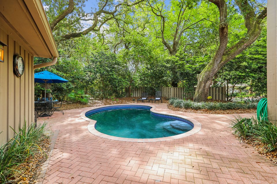 Pool and Patio Area with Firepit at 10 Battery Road