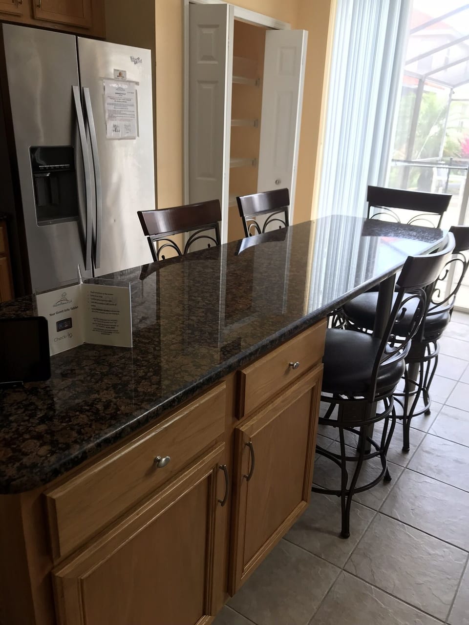 Extended Granite Island with Kitchen Seating