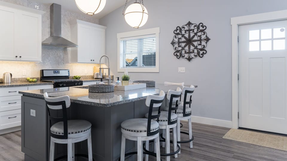 Gather around our large island and enjoy your favorite meal or snack.