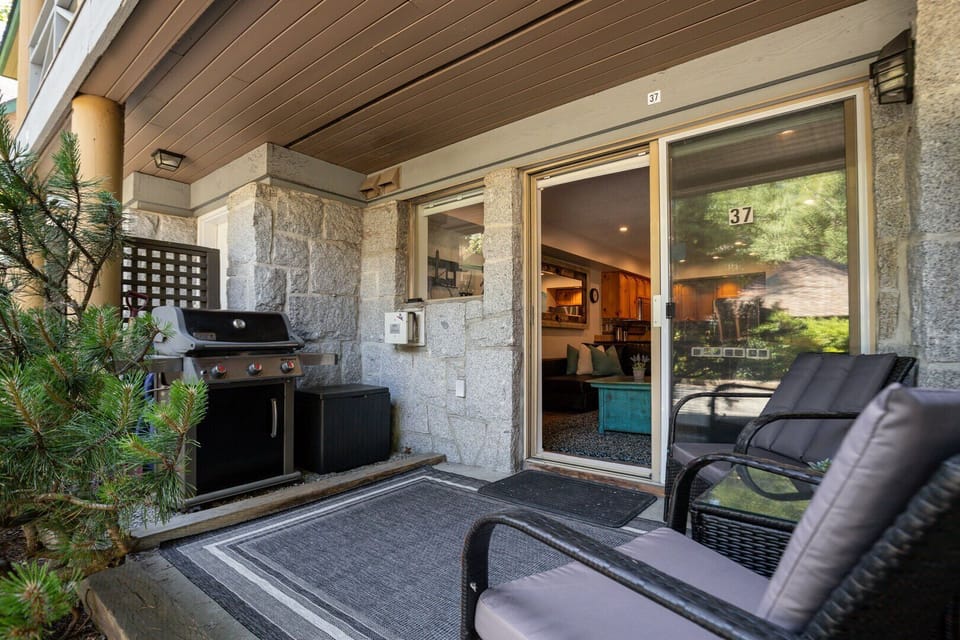 Enjoy fresh mountain air from your private patio with a BBQ.