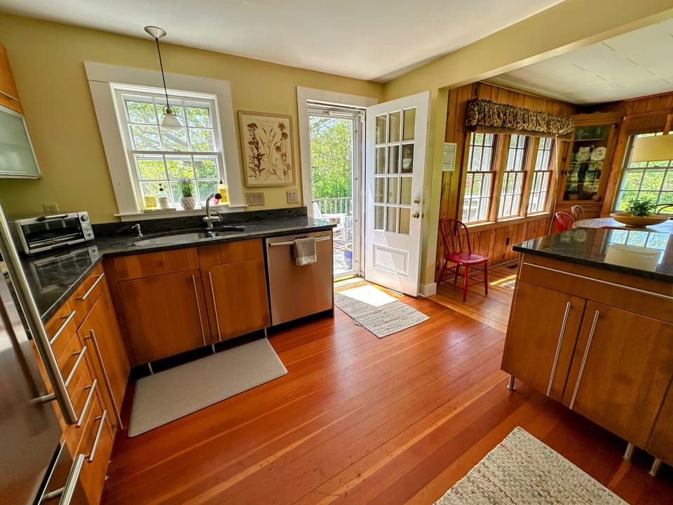 Kitchen with door to back deck