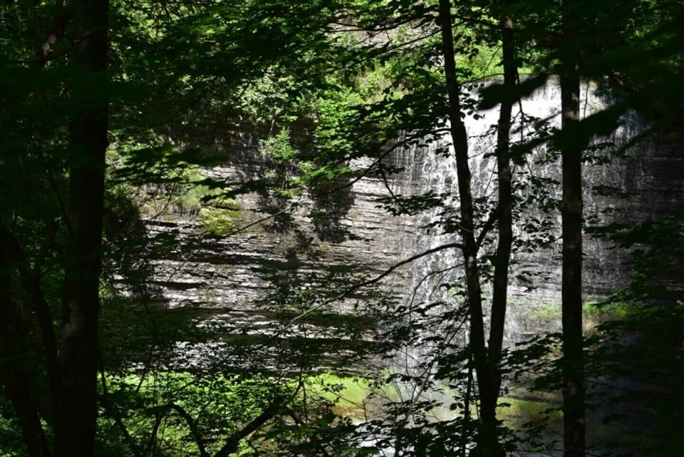 Private waterfall in the spring. The falls are seasonal & dry up in the summer.