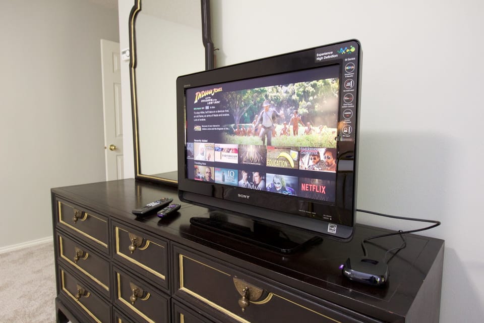 Small TV in primary bedroom