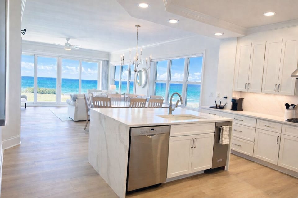Updated kitchen with gulf views